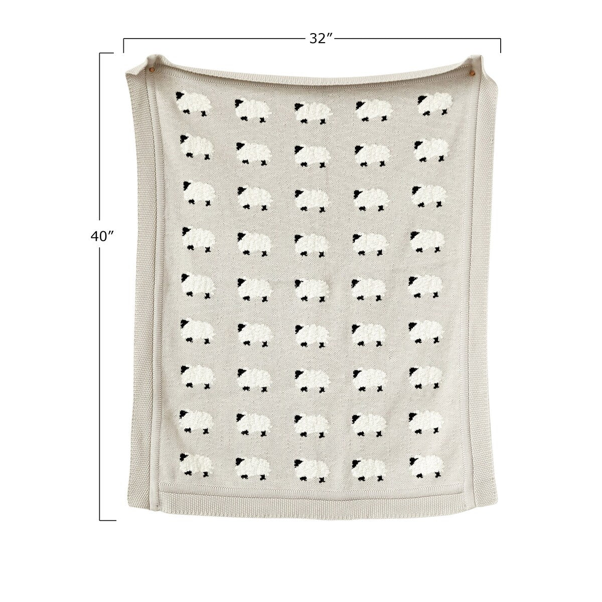 Grey Cotton Knit Sheep Blanket
