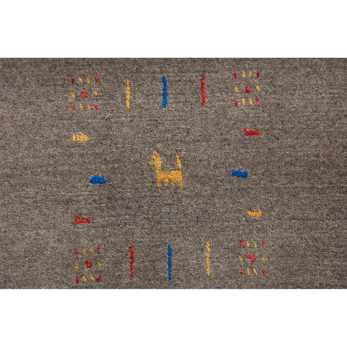 Grey Gabbeh Area Rug Hand-Knotted Wool Carpet - 7'9" x 9'11"