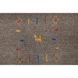Grey Gabbeh Area Rug Hand-Knotted Wool Carpet - 7'9" x 9'11"