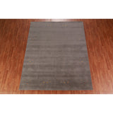 Grey Gabbeh Area Rug Hand-Knotted Wool Carpet - 7'9" x 9'11"