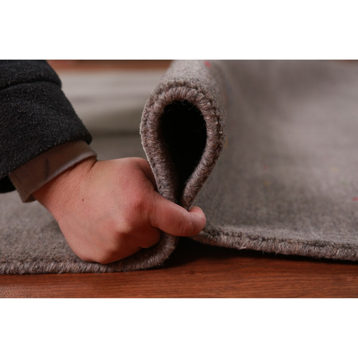 Grey Gabbeh Area Rug Hand-Knotted Wool Carpet - 7'9" x 9'11"