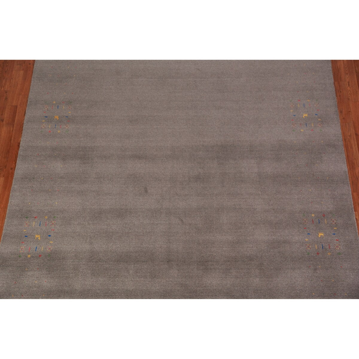 Grey Gabbeh Area Rug Hand-Knotted Wool Carpet - 7'9" x 9'11"