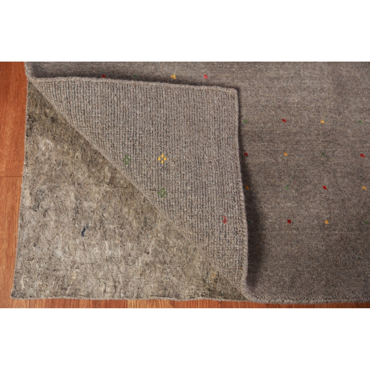 Grey Gabbeh Area Rug Hand-Knotted Wool Carpet - 7'9" x 9'11"