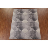 Grey Geometric Modern Rug Decorative Machine-Made Printed Carpet