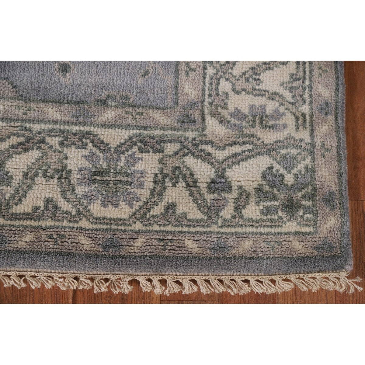 Grey Indian Oushak Oriental Runner Rug Hand-knotted Wool Carpet - 4'0" x 19'10"