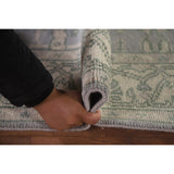 Grey Indian Oushak Oriental Runner Rug Hand-knotted Wool Carpet - 4'0" x 19'10"