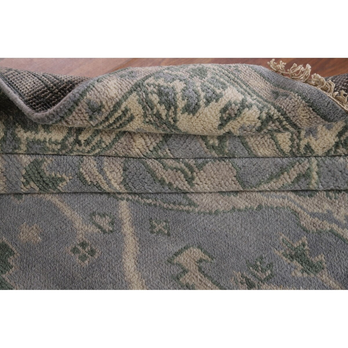 Grey Indian Oushak Oriental Runner Rug Hand-knotted Wool Carpet - 4'0" x 19'10"