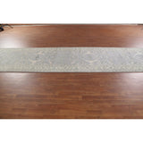 Grey Indian Oushak Oriental Runner Rug Hand-knotted Wool Carpet - 4'0" x 19'10"