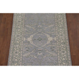 Grey Indian Oushak Oriental Runner Rug Hand-knotted Wool Carpet - 4'0" x 19'10"