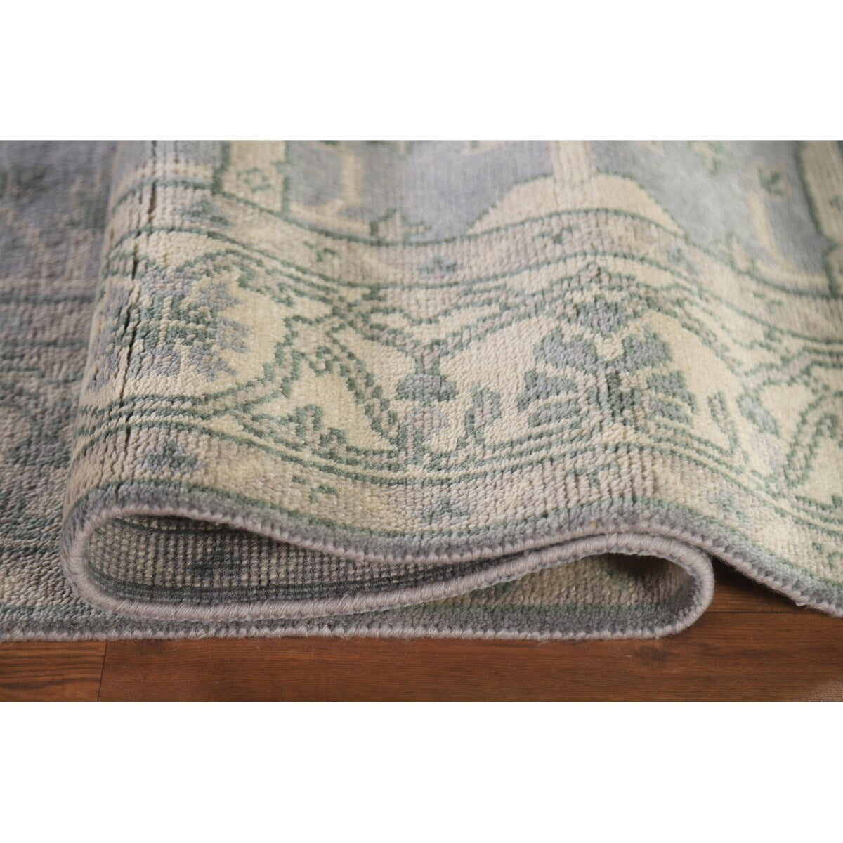 Grey Indian Oushak Oriental Runner Rug Hand-knotted Wool Carpet - 4'0" x 19'10"