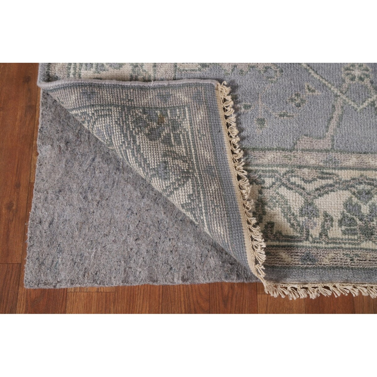 Grey Indian Oushak Oriental Runner Rug Hand-knotted Wool Carpet - 4'0" x 19'10"