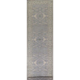 Grey Indian Oushak Oriental Runner Rug Hand-knotted Wool Carpet - 4'0" x 19'10"