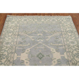Grey Indian Oushak Oriental Runner Rug Hand-knotted Wool Carpet - 4'0" x 19'10"