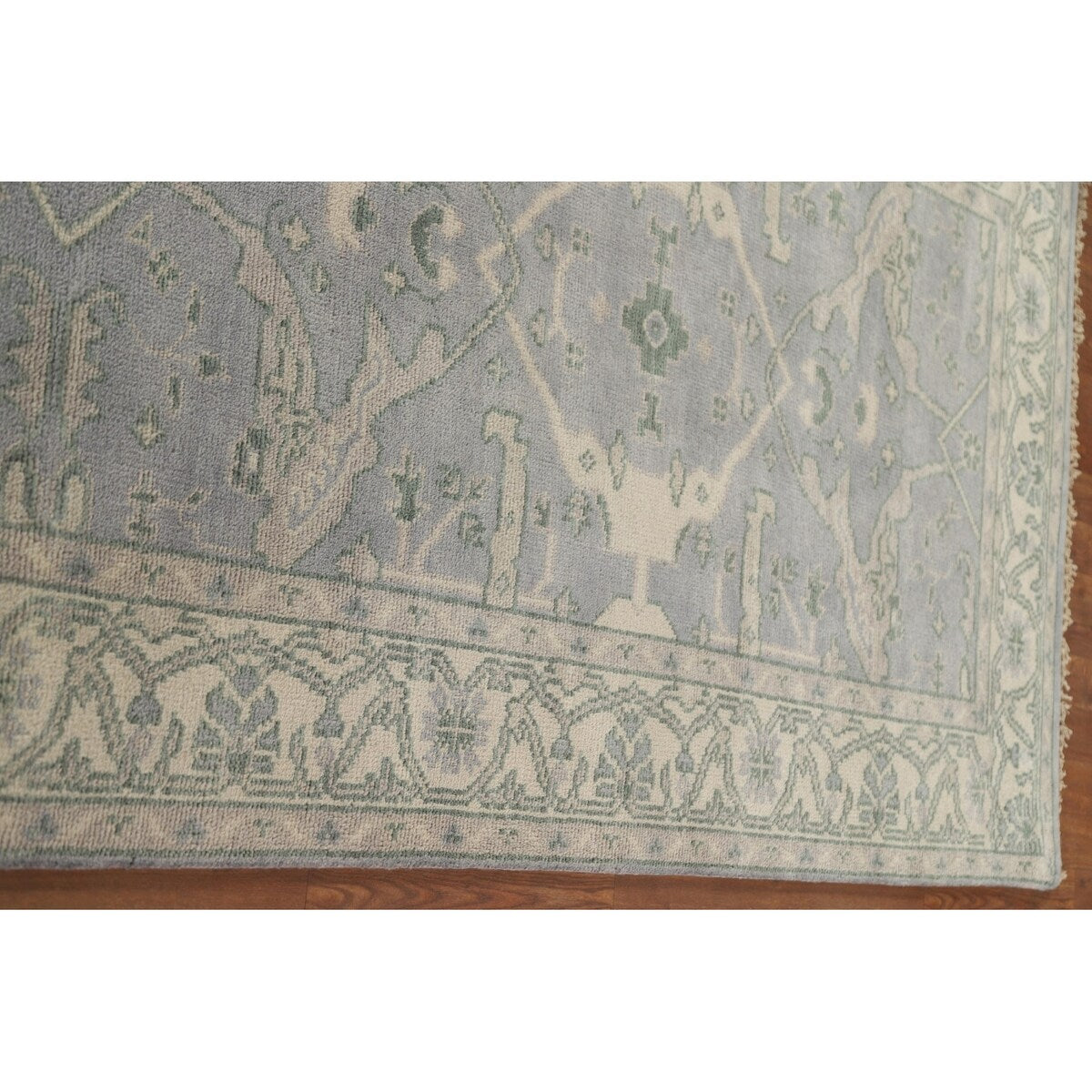 Grey Indian Oushak Oriental Runner Rug Hand-knotted Wool Carpet - 4'0" x 19'10"