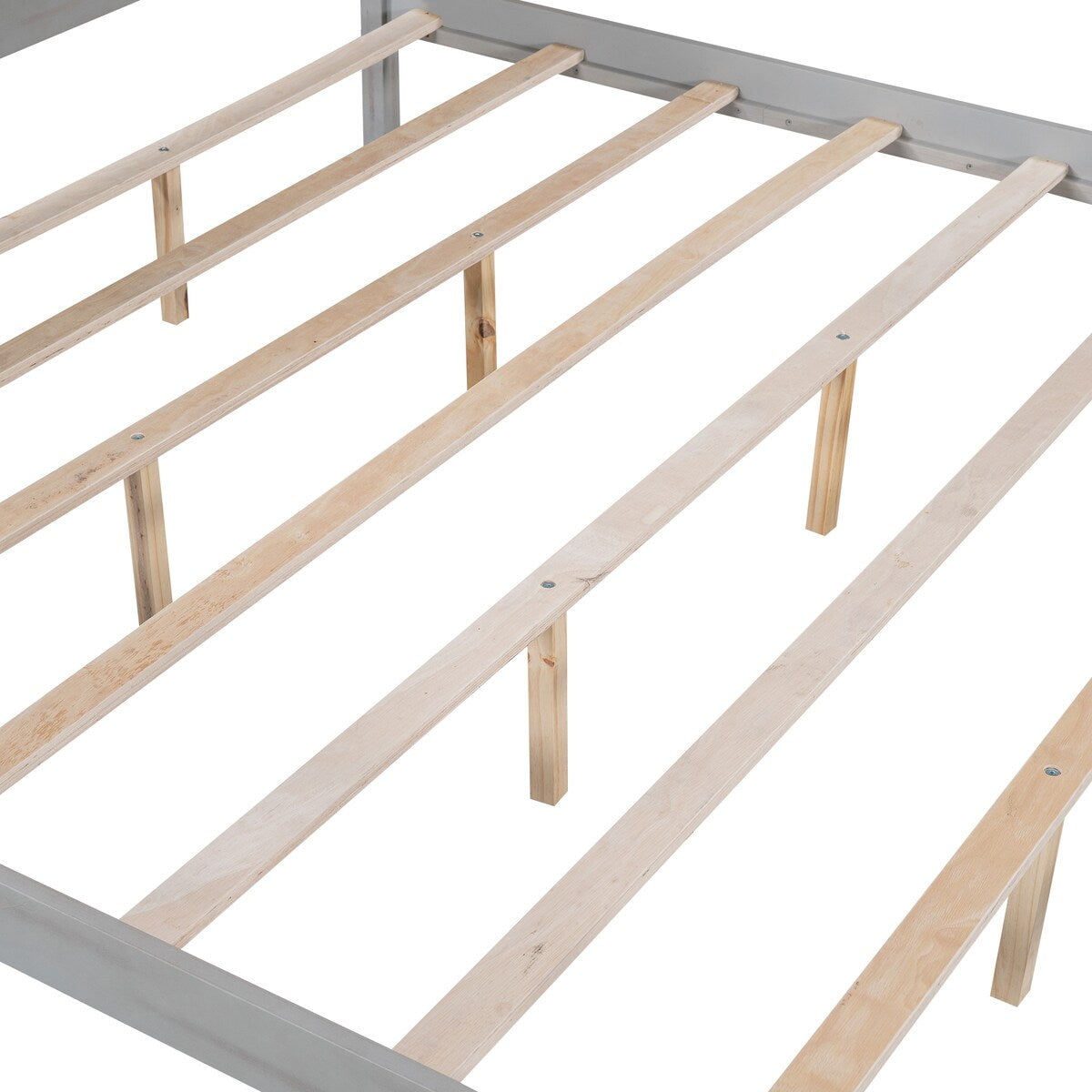 Grey King Pine Wood Canopy Platform Bed: Headboard, Sturdy Frame