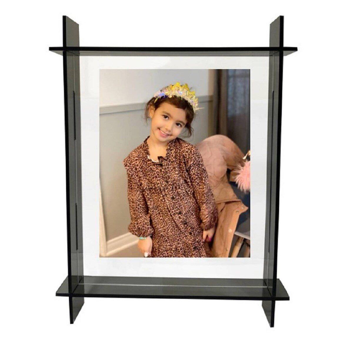 Grey Lucite Picture Frame size 5x7 - 8.9x11.2x2.3 Inches