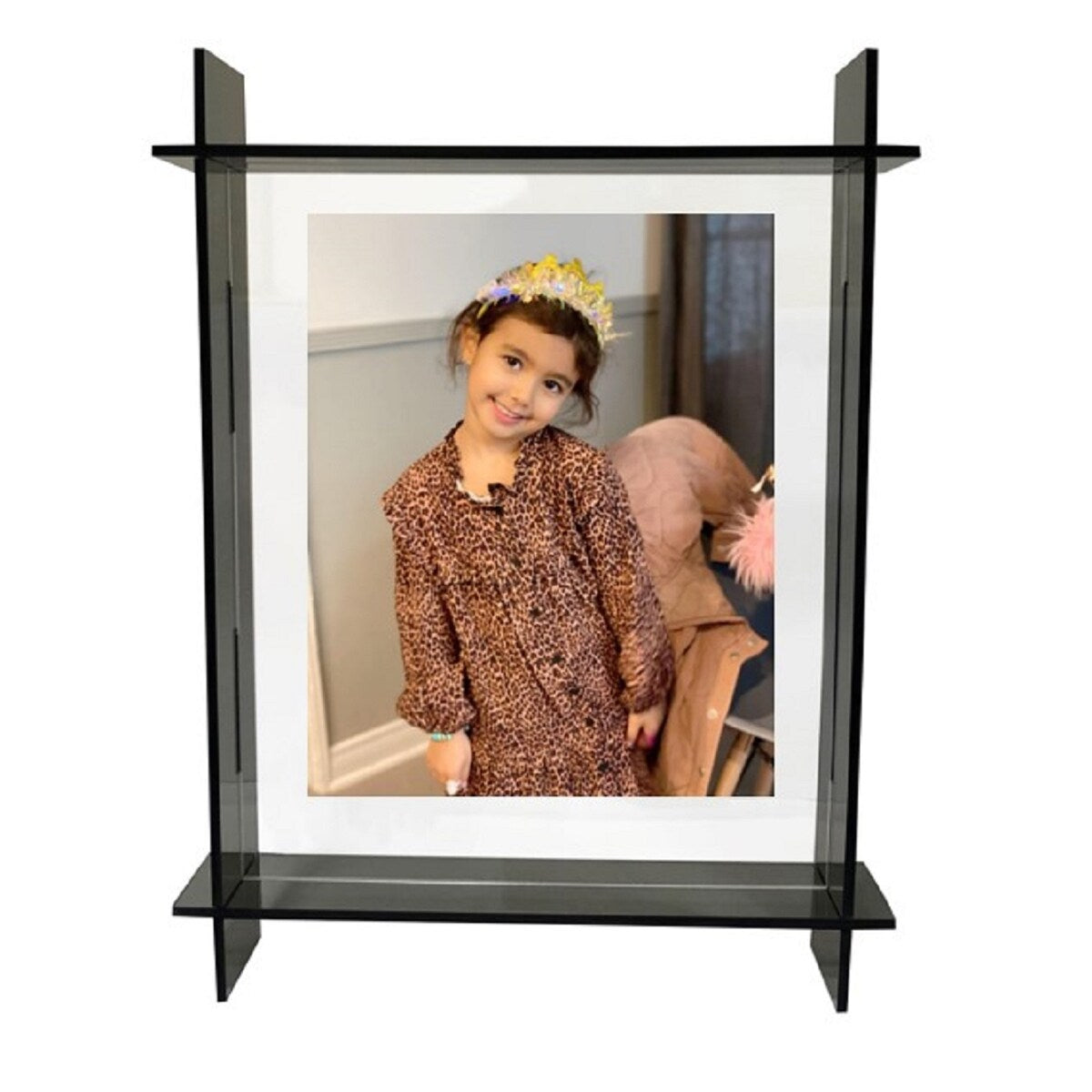 Grey Lucite Picture Frame size 5x7 - 8.9x11.2x2.3 Inches