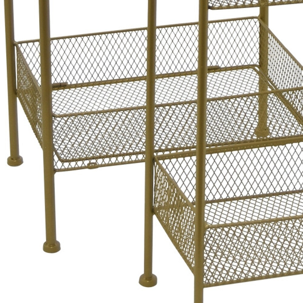 Grey Metal Plant Stand Set of 2 in Gold Metal 14in L x 10in W x 44inH