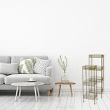 Grey Metal Plant Stand Set of 2 in Gold Metal 14in L x 10in W x 44inH