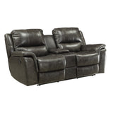 Coaster Company Grey Leather Center Console Motion Loveseat