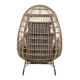 Grey Rattan Accent Egg Cuddle Chair with Cushion
