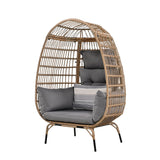 Grey Rattan Accent Egg Cuddle Chair with Cushion