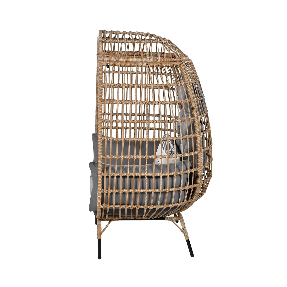 Grey Rattan Accent Egg Cuddle Chair with Cushion