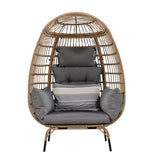 Grey Rattan Accent Egg Cuddle Chair with Cushion