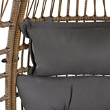 Grey Rattan Accent Egg Cuddle Chair with Cushion