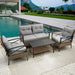Grey Rattan Wicker Patio 4-Piece Sectional Set with Steel Table