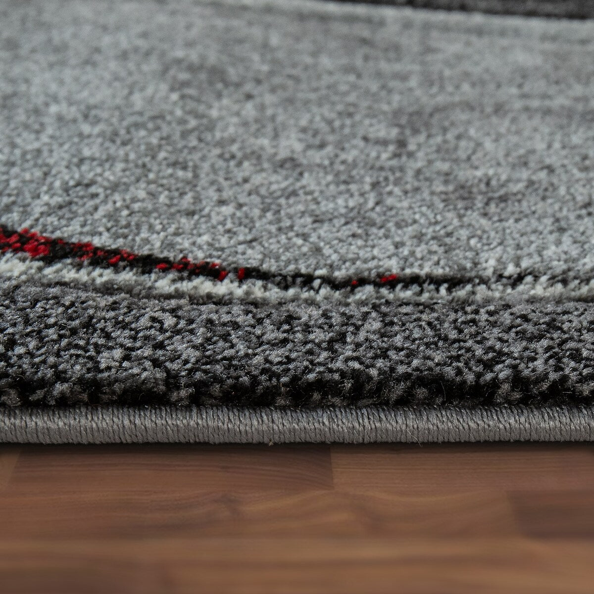 Grey Red Area Rug for Living Room Modern with Artistic Abstract waves