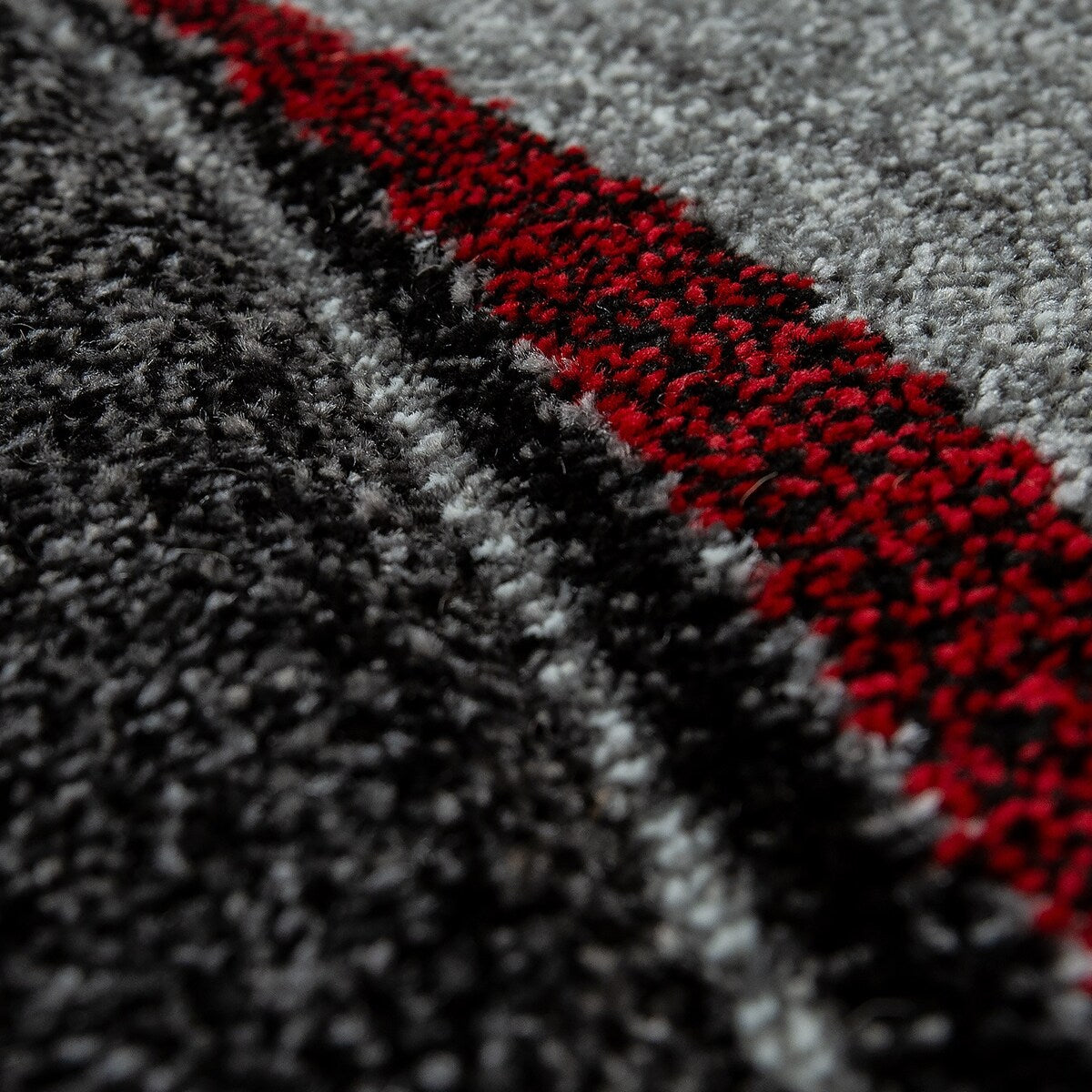 Grey Red Area Rug for Living Room Modern with Artistic Abstract waves