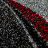 Grey Red Area Rug for Living Room Modern with Artistic Abstract waves