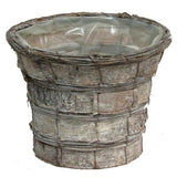 Grey Rustic Birch Tree Bark Pot w/ Soft Liner