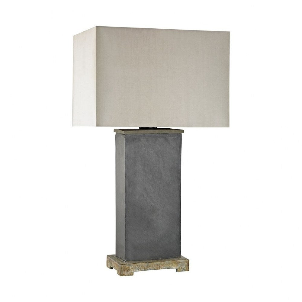 Grey Slate Outdoor Table Lamp Made Of Slate And Stone With A Taupe