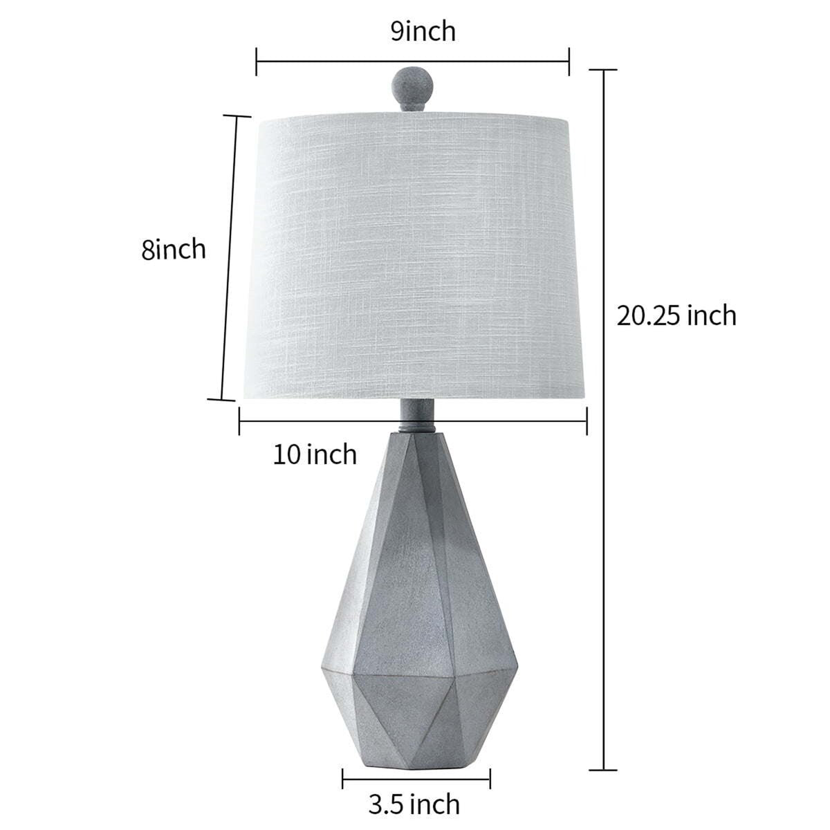 Grey Table Lamp Sets of 2 With White Fabric Shade