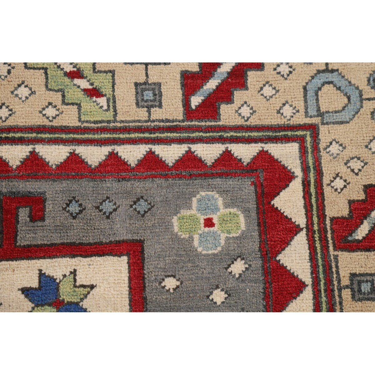 Grey Traditional Kazak Oriental Area Rug Handmade Wool Carpet - 6'7" x 10'1"