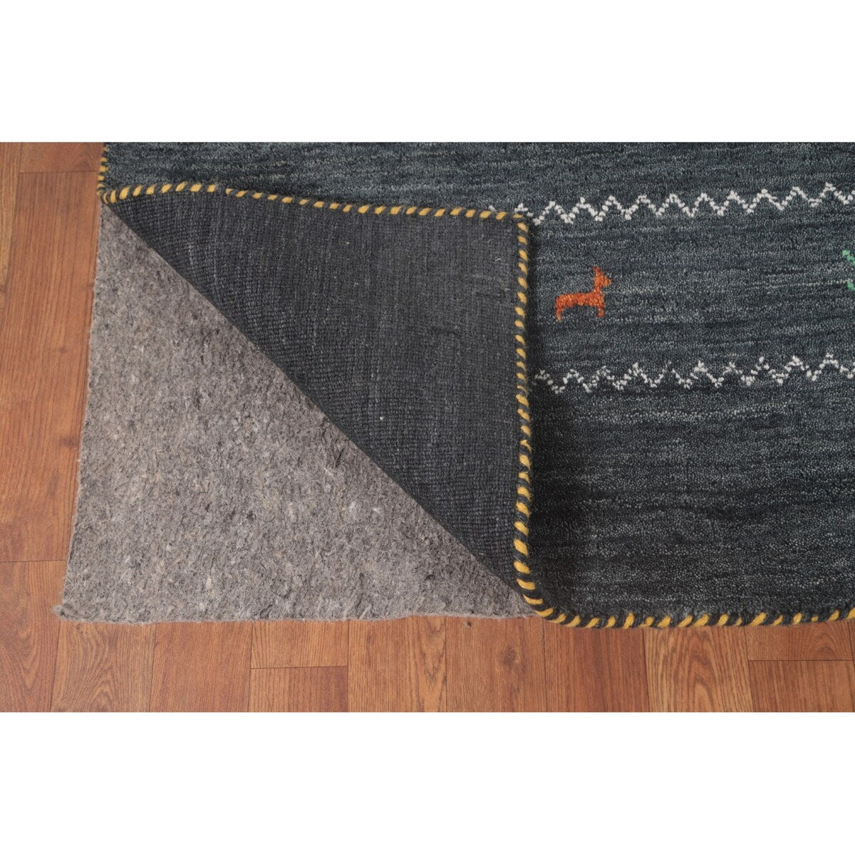 Grey Tribal Gabbeh Area Rug Hand-Knotted Oriental Wool Carpet - 8'0"x 9'8"