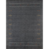Grey Tribal Gabbeh Area Rug Hand-Knotted Oriental Wool Carpet - 8'0"x 9'8"