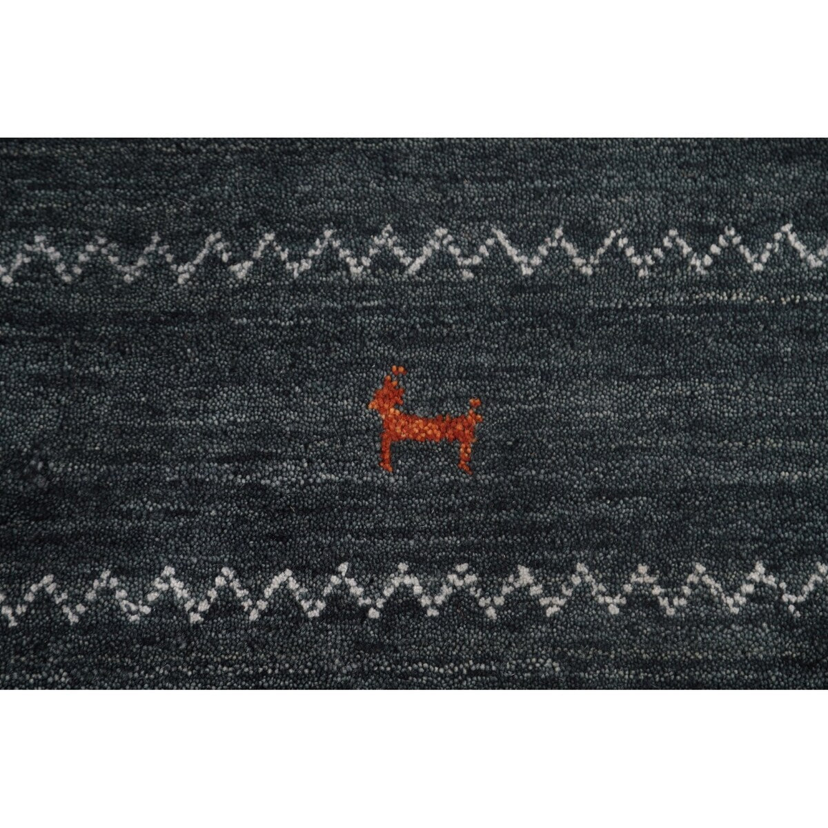 Grey Tribal Gabbeh Area Rug Hand-Knotted Oriental Wool Carpet - 8'0"x 9'8"