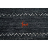Grey Tribal Gabbeh Area Rug Hand-Knotted Oriental Wool Carpet - 8'0"x 9'8"