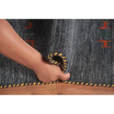 Grey Tribal Gabbeh Area Rug Hand-Knotted Oriental Wool Carpet - 8'0"x 9'8"