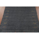 Grey Tribal Gabbeh Area Rug Hand-Knotted Oriental Wool Carpet - 8'0"x 9'8"