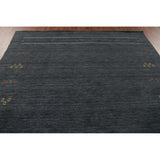 Grey Tribal Gabbeh Area Rug Hand-Knotted Oriental Wool Carpet - 8'0"x 9'8"