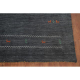 Grey Tribal Gabbeh Area Rug Hand-Knotted Oriental Wool Carpet - 8'0"x 9'8"