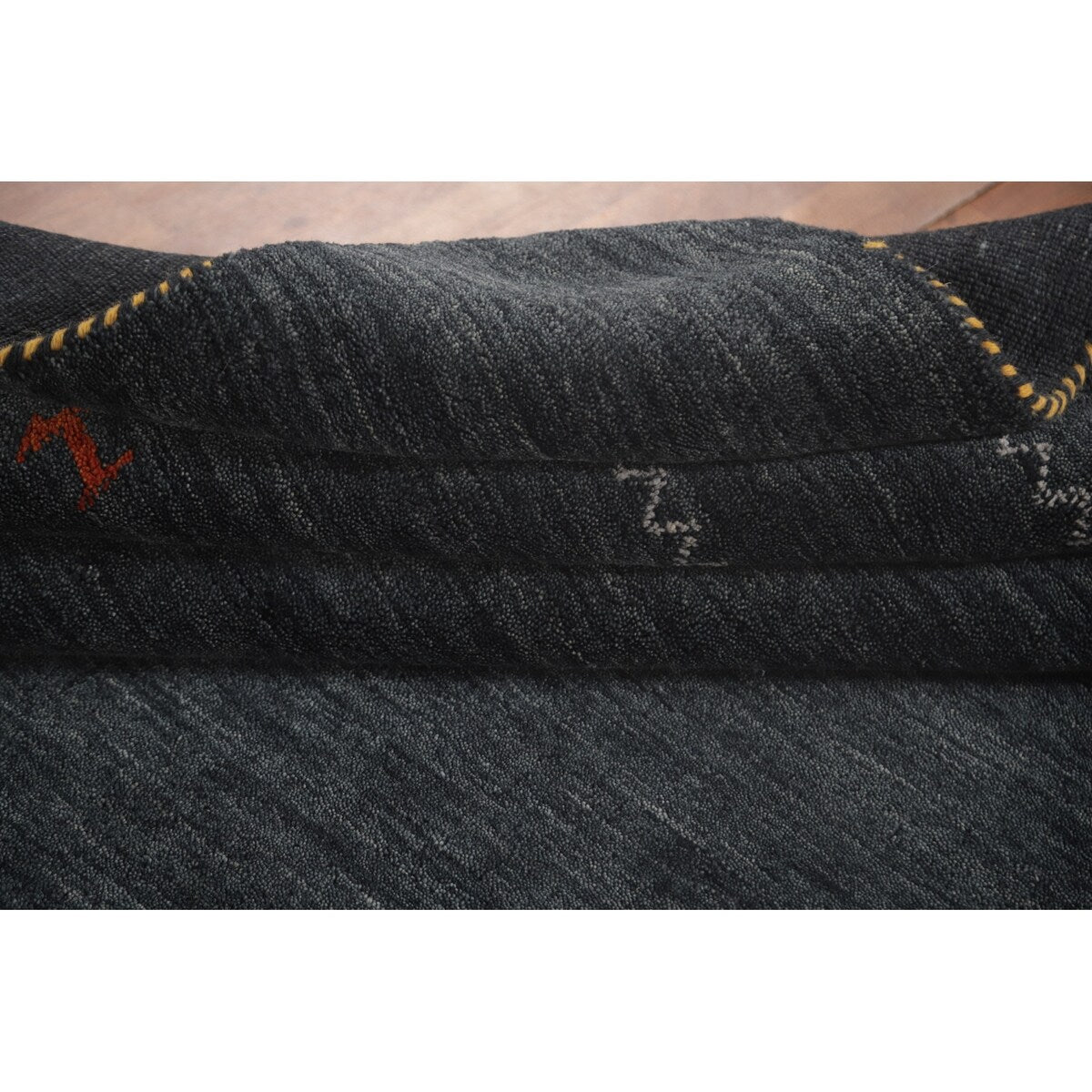 Grey Tribal Gabbeh Area Rug Hand-Knotted Oriental Wool Carpet - 8'0"x 9'8"