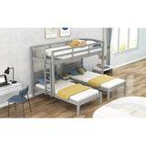 Grey Triple Sleeper Bunk Bed with Additional Drawer for Enhanced Storage