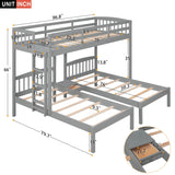 Grey Triple Sleeper Bunk Bed with Additional Drawer for Enhanced Storage