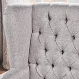 Grey Tufted Accent Chair with Decorative Trim