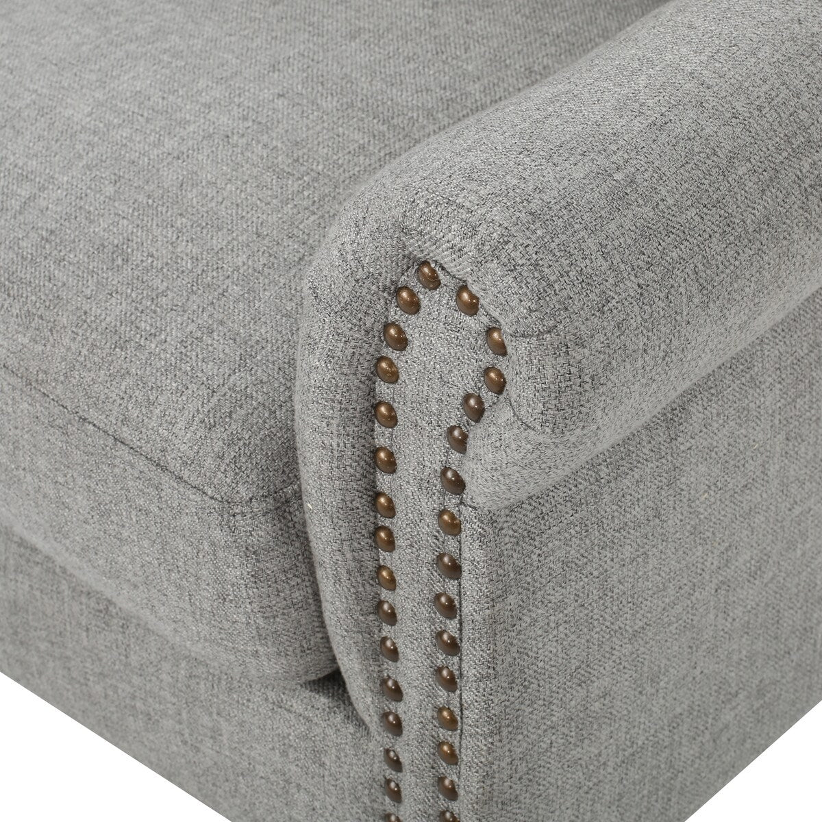 Grey Tufted Accent Chair with Decorative Trim